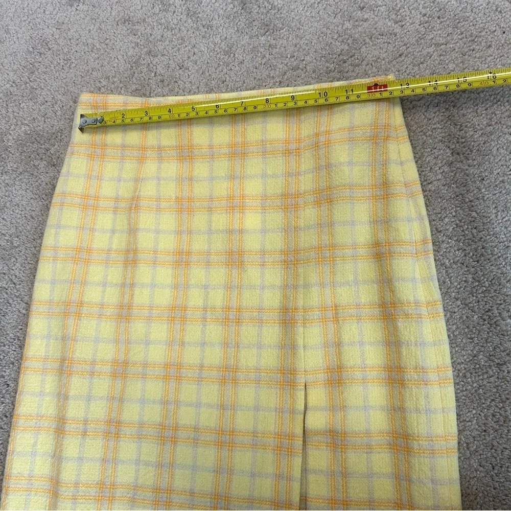 Zara NWT yellow Plaid Midi High Waisted Skirt Front Slit At Hem Sz XS bloggers - Picture 11 of 14